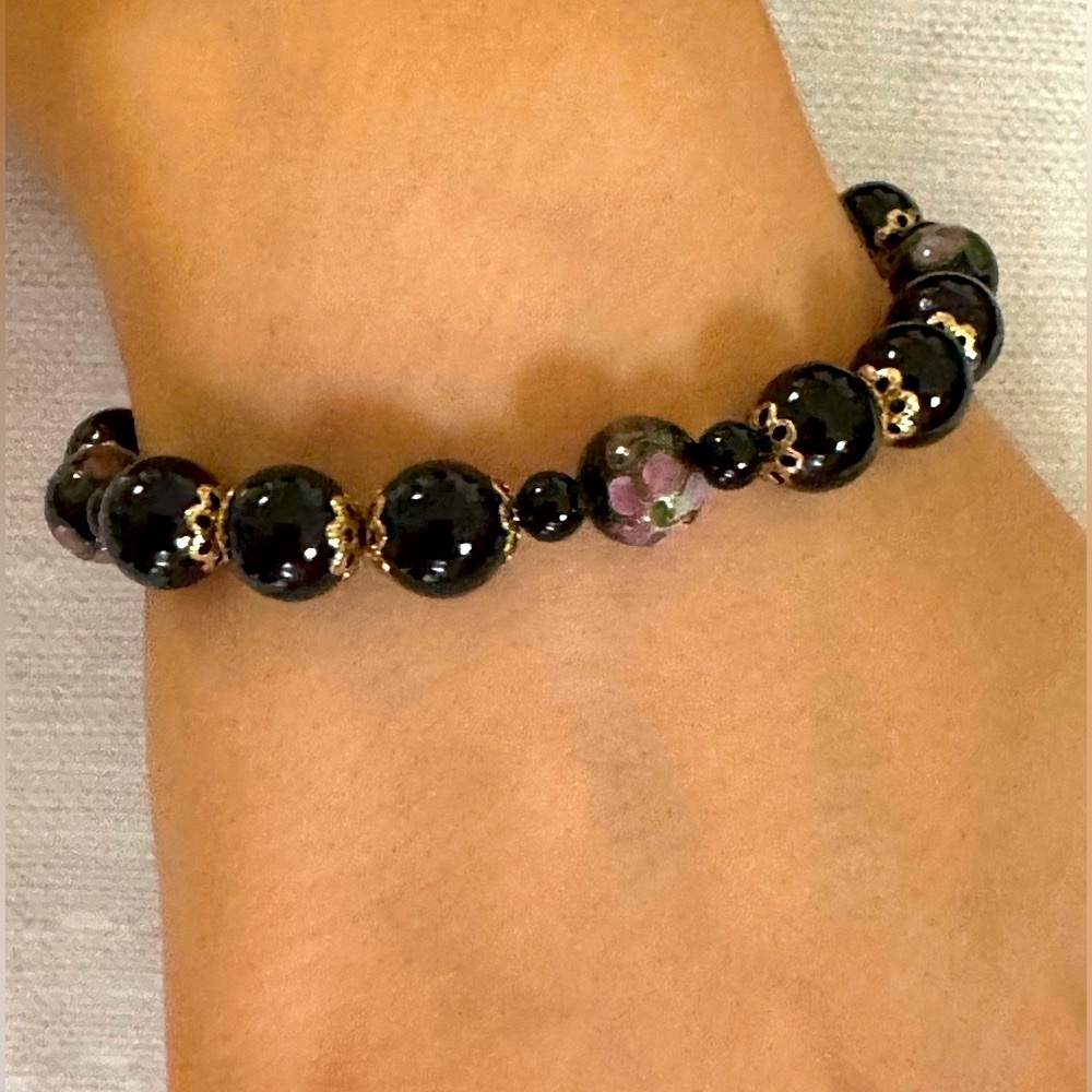 14k/20 GP onix stones braceletโโโ